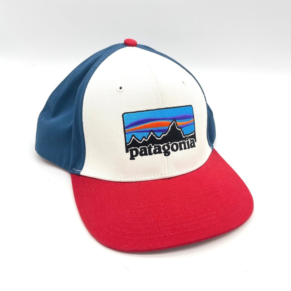 Patagonia Snapback Hat Red White Blue Fitz Roy Logo Trucker Cap Adjustable